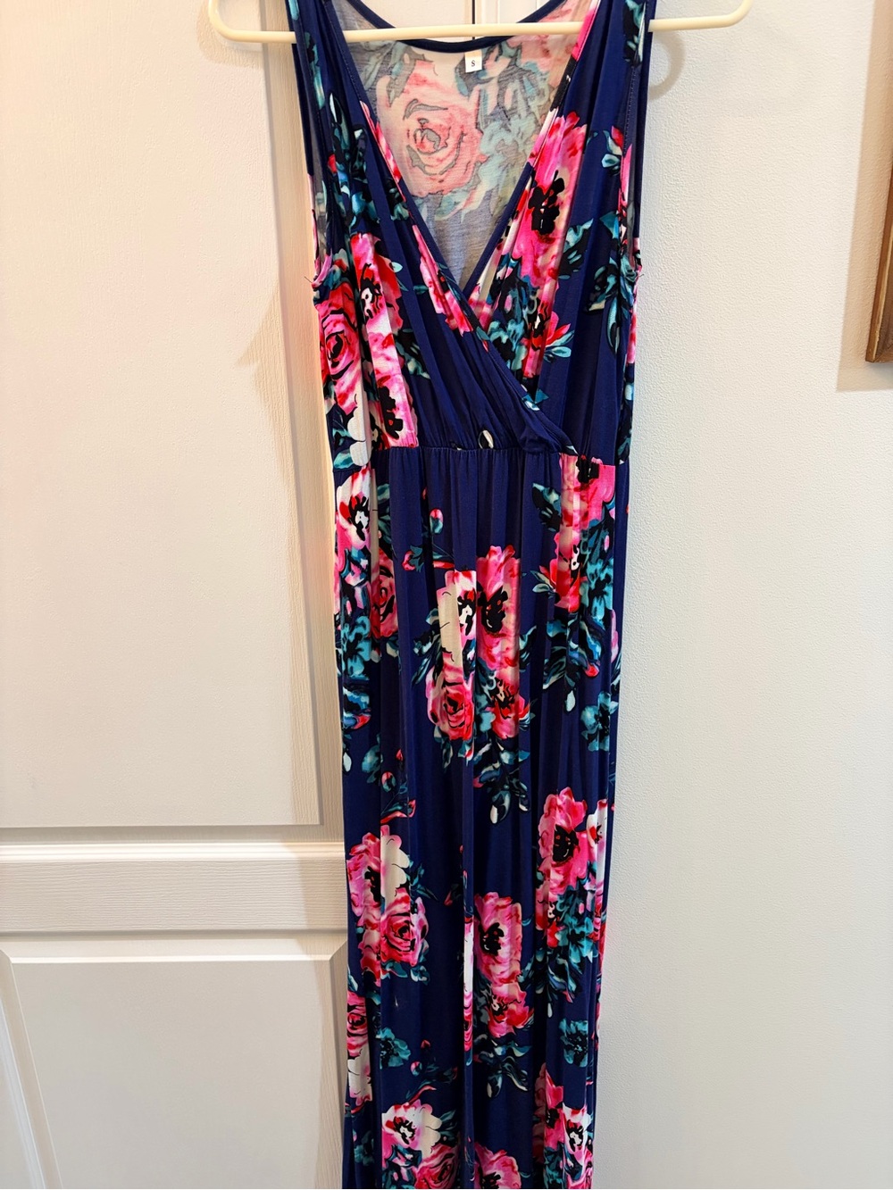Floral Navy Surplice Maxi Jumpsuit